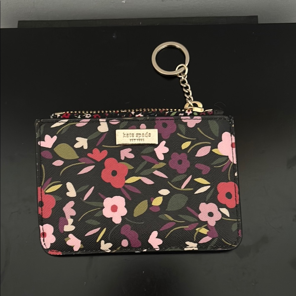 Kate Spade Black Floral Keychain Wallet